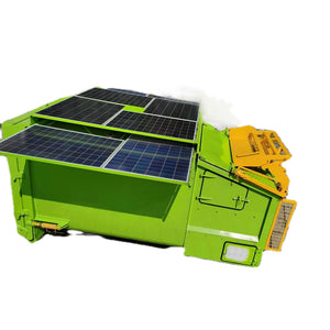 Solar-powered integrated waste compression bin