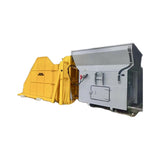 Split-body large turnover bucket side-loading garbage compression container