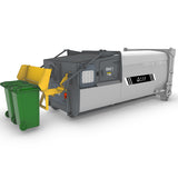 Flip-frame integrated garbage compression bin